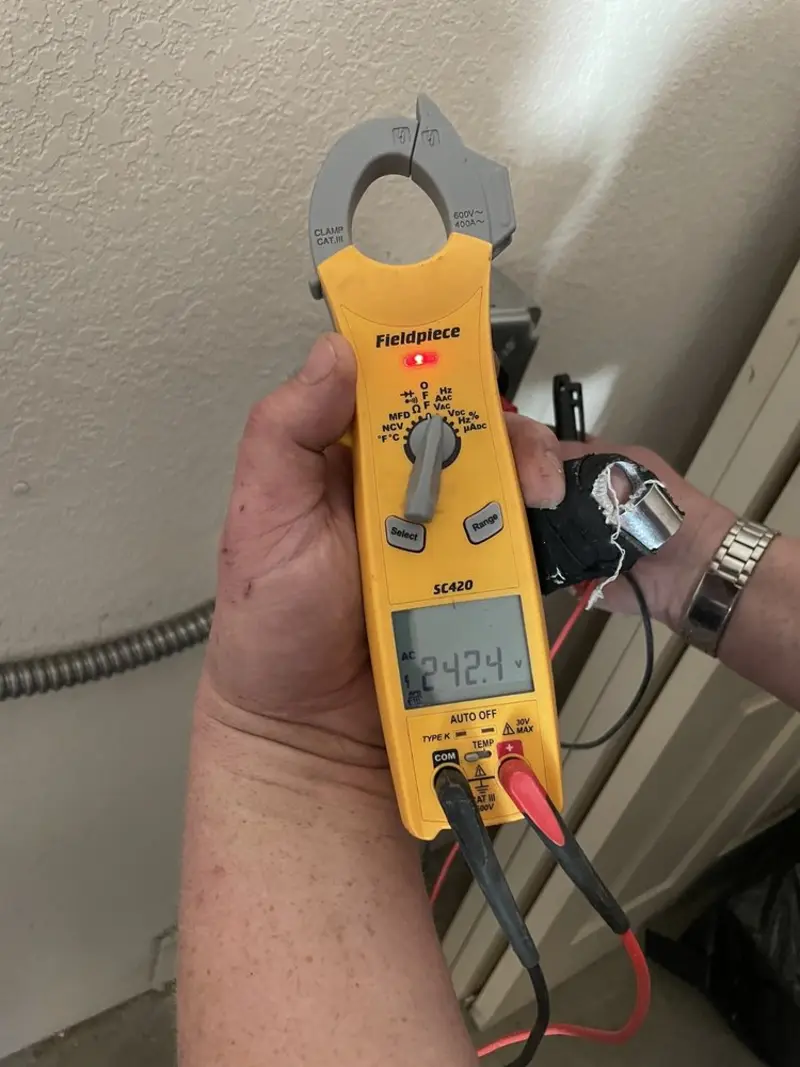 Voltage testing with clamp meter during Hot Tub / Pool Electrical Wiring in Kennewick